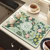 30*40cm Vintage Flora Printed Mud Absorbent Quickly Dry Heat Resistant Non-Slip Tableware Pad Dish Drying Mat Placemat Coffee Mat