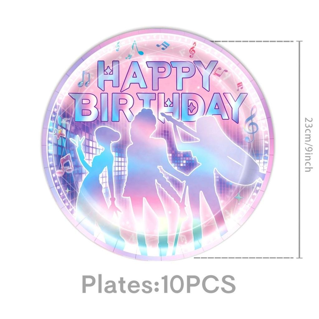 Colorful Witch Hunter Team-themed Birthday Party Supplies Set, Disposable Paper Plates, Paper Cups, Tablecloths, Banners, and Decorative Items Set