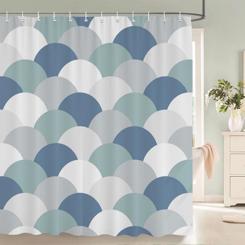 Simple style Flowers and Leaves Printed Shower Curtain Polyester Geometry Waterproof Bathroom Curtain Home Decoration With Hooks