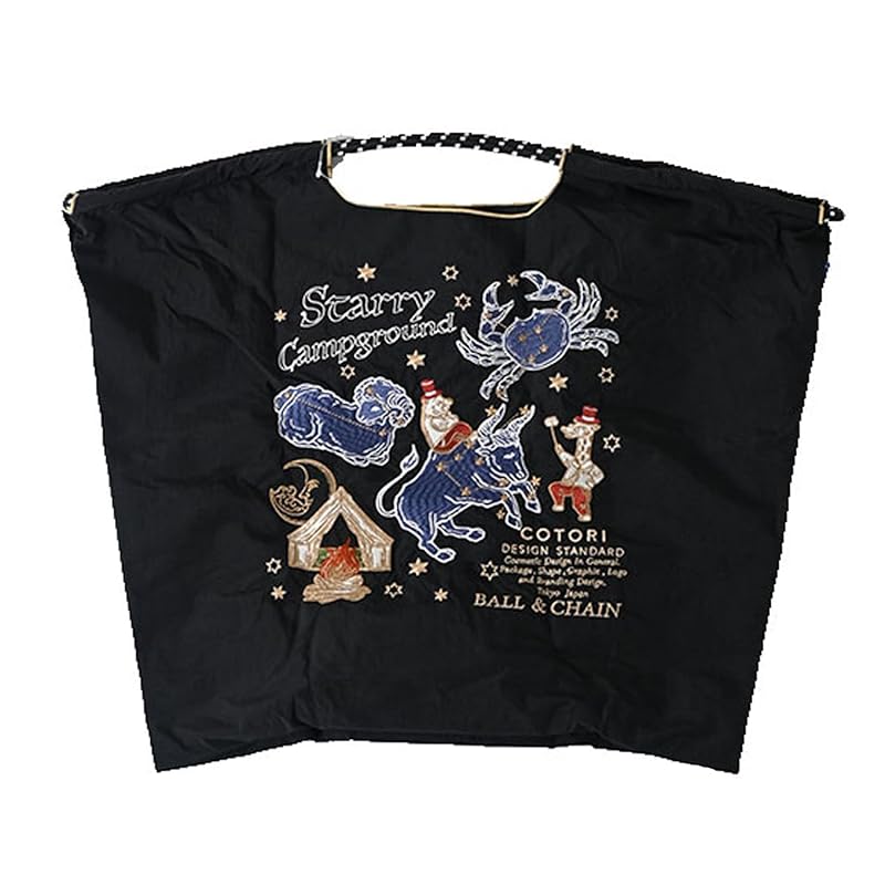 

[Ball & Chain] ball and chain Genuine product L size C.STARRY star starry sky COTORI Kotori collaboration shopping bag 321106 (L, C.STARRY/BLACK)