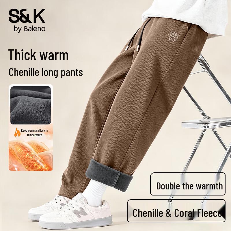 

Baleno S&K Series Men s Retro Corduroy Fleece-Lined Loose Warm Casual Pants L