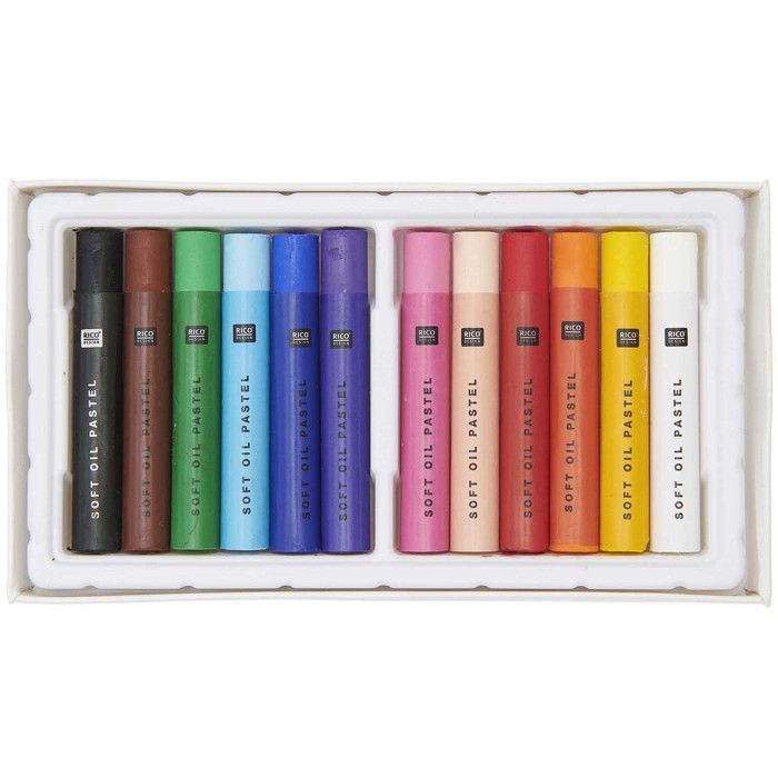 Ölpastelle - Klassische Farben - 12 Stück - Gemischt - Erwachsene - Ölpastell-Set