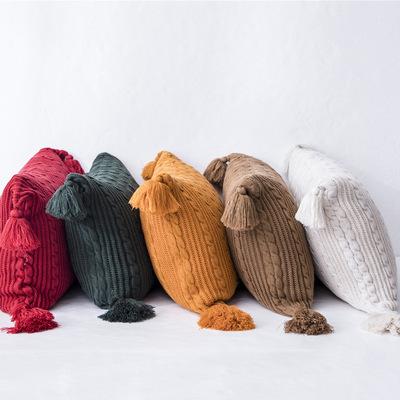 Ins Knitted Woolen Blanket Simple Shawl Casual Take Towel Model Room Pillow Pillowcase Cover Blanket