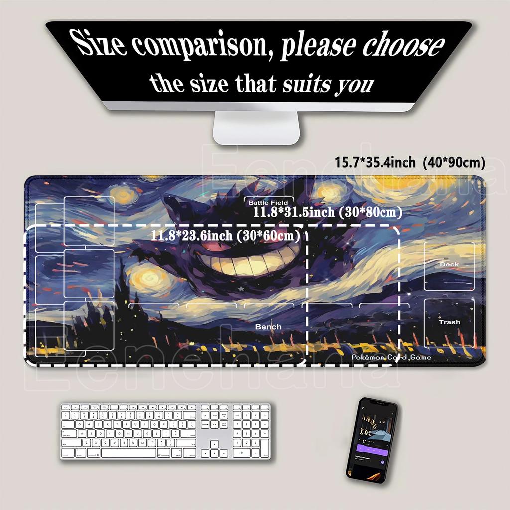 PTCG gengar Gaming Playmat Anime Keyboard Pokemon Eevee Mousepad Gamer Mouse Pad Laptop HD Printing PC Cabinet Rug XXL Desk Mat