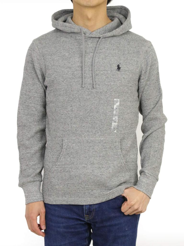 POLO RALPH LAUREN Cotton Waffle Thermal Solid Single Men's Hoodie, Color, Point, 0102676-XL-GREYHTR [Used]