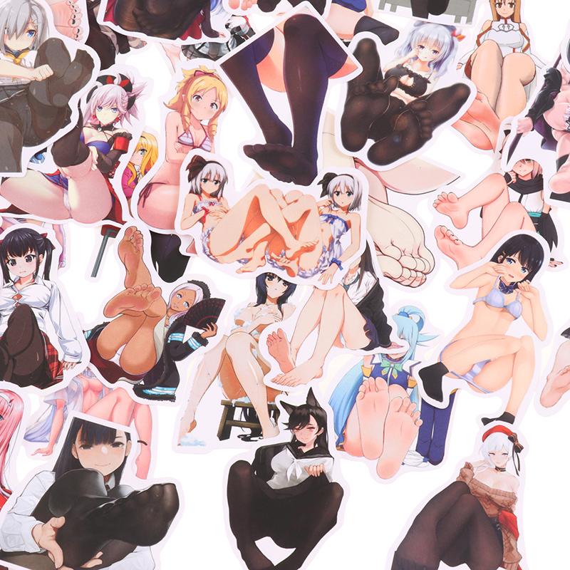 50 szt. Anime Sexy Foot Girl naklejki na laptopa etui na telefon gitara samochód deskorolka dekoracja