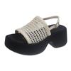 Black sandals women's summer wear new high-end small thick-soled heightening casual shoes