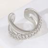 Double Layer Ear Cuff with Shiny Stones Elegant Silver Tone Non Piercing Ear Clip for Women Fashion Jewelry Accessory