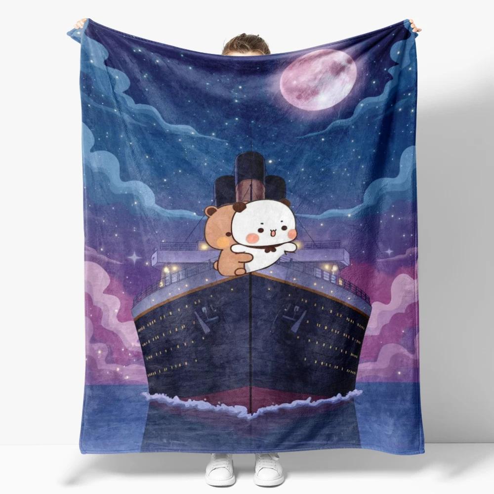 Cartoon Print Bubu Dudu Flannel Throw Blanket Series Kids Blankets Sofa Decoration Bear and Pa blankets Cozy Soft