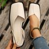 Women'S Fashion Square Toe High Heels - Beige and Golden Faux Cover with Rubber Sole