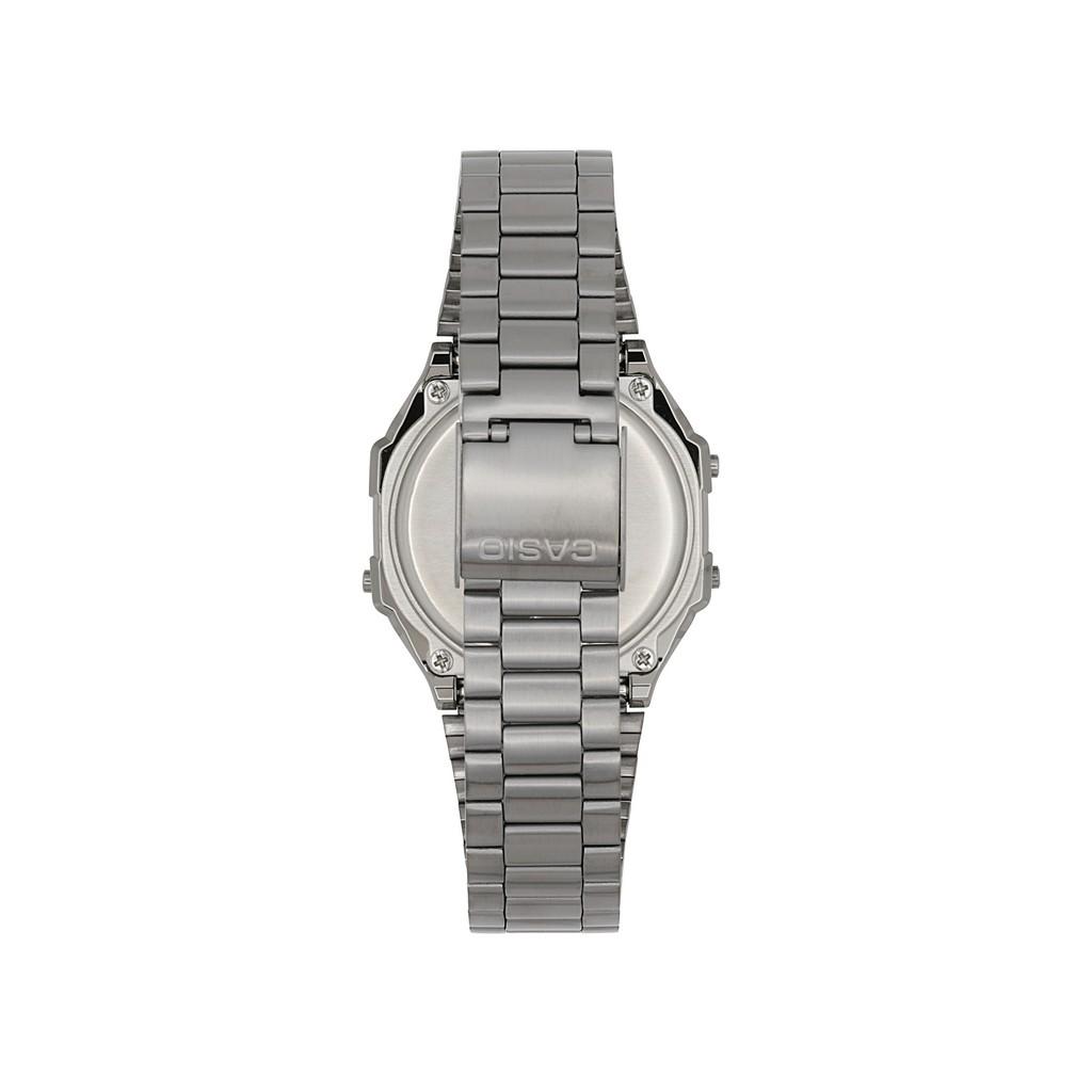 Casio Vintage Digital Edelstahl Armband schwarzes Zifferblatt Quarz A168WGG-1B Unisex Uhr