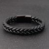 Titanium Steel Leather Bracelet, Woven Black Leather Bracelet, Men's Jewelry 2026