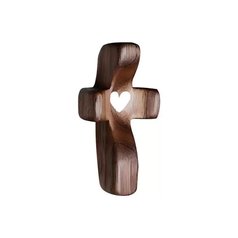 3Pcs Mini Wooden Crosses Encouragement Black Walnut Cross Praying Crucifixion Pockets Palm Crucifix Spiritual Companion Cross