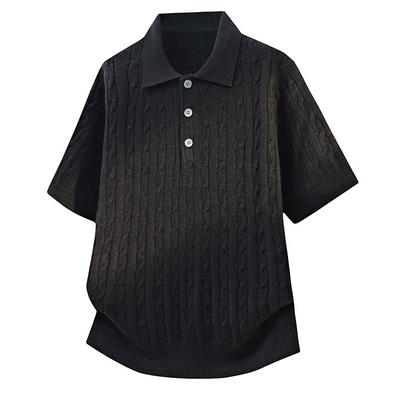 Knitted Sweater Short-sleeved Polo Shirt Loose Lapel Sports Half-sleeved Ice Silk Sweater T-shirt