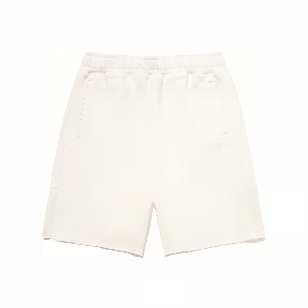 Li Ning Serie Vital Color Sólido Corte Holgado Cintura Elástica Pantalones Cortos Casuales Rectos Unisex Blanco Roto AKST687-3