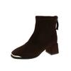 Women's Square Heels High Heeled Shoes Autumn New Fashion Zipper Vintage Short Boots Luxury Outdoor Non Slip Comfort Ankle Boots