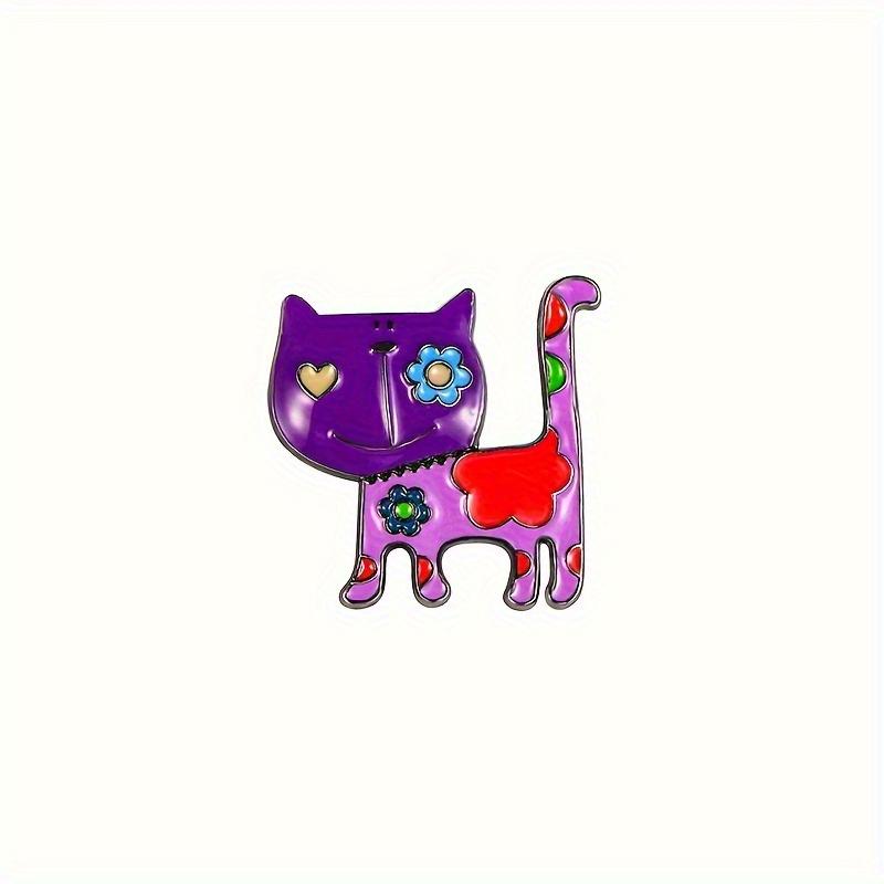 Colorful Cartoon Cat Enamel Brooch Pins Cute Fashion Painted Scarf Buckle Stylish Mixed-Color Cat Brooches for Women Daily Wear
