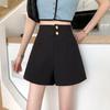 Women's High Waist A-Line Wide Leg Black Summer Shorts