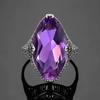 Marquise Purple Cz Finger Ring For Women Hollow Out Flower Design Aesthetic Wedding Jewelry Trendy Lady Accessories