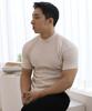 BOASTFIT Muscle Fit Ribbed Half-Neck Short Sleeve Knit
