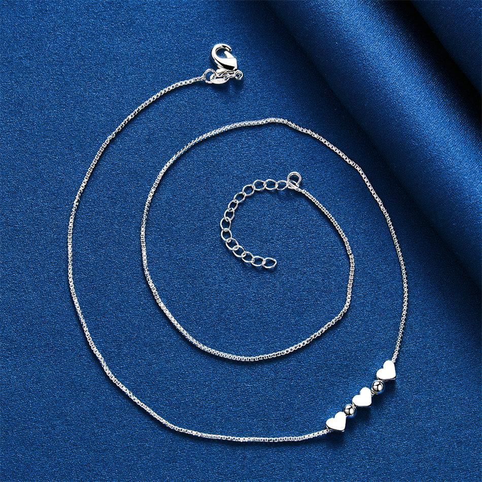 925 Sterling Silver Luxury Three Love Hearts Necklace for Women Fashion Party Favor Wedding Accessories