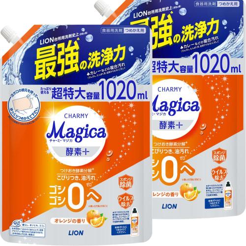 

CHARMY Magica (CHARMY Magica) [Bulk Purchase, Large Capacity] CHARMY Magica Dishwashing Detergent, Enzyme Plus, Orange Scent, Large Refill, 1020ml x 2