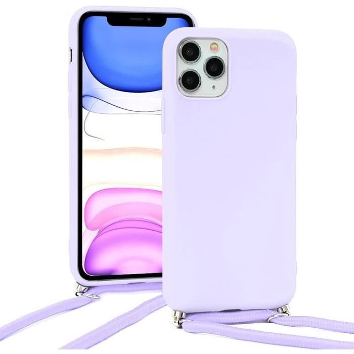 Crossbody Case - E.F.CONNECTION - For iPhone 13 - Purple - Soft Silicone - Anti-fingerprint