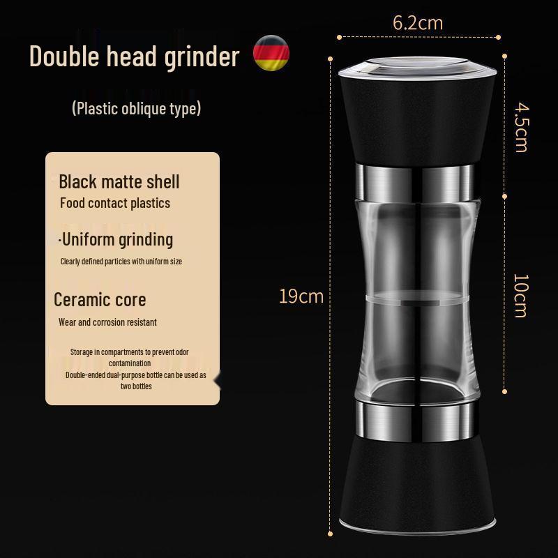 Dual Head Stainless Steel Manual Pepper Grinder: Multi-functional 2-in-1 for Pepper and Spice Grinding.