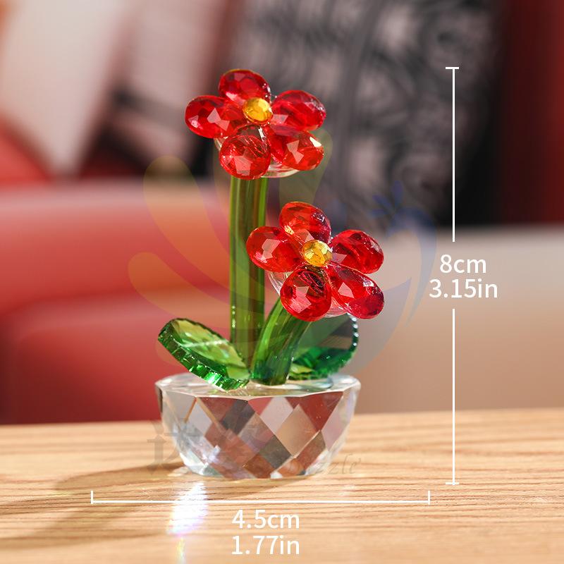 

Crystal artificial flower home living room decoration ornament Nordic style lilac crystal handicraft Style three [crimson red]