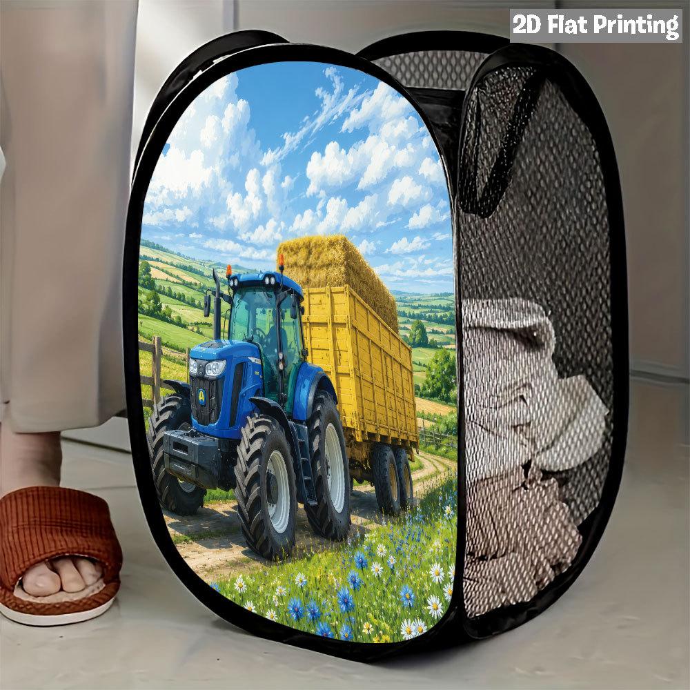 1Pcs Autumn Sunflower Pumpkin Series 6 Pop-Up Laundry Hamper Expandable Mesh Hamper Basket for Room Bedroom Bathroom Organization Contemporary Storage