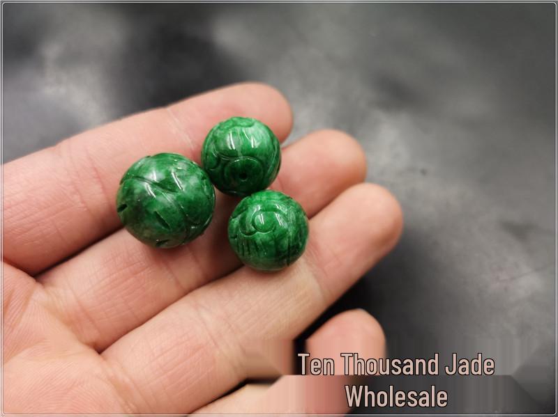 Elegant Jade Carved Round Beads for DIY Jewelry