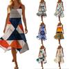 Women's Casual Sleeveless Dress Mid-Length Floral Print Round Neck Irregular Hem Summer Beach Dress Lightweight Comfortable