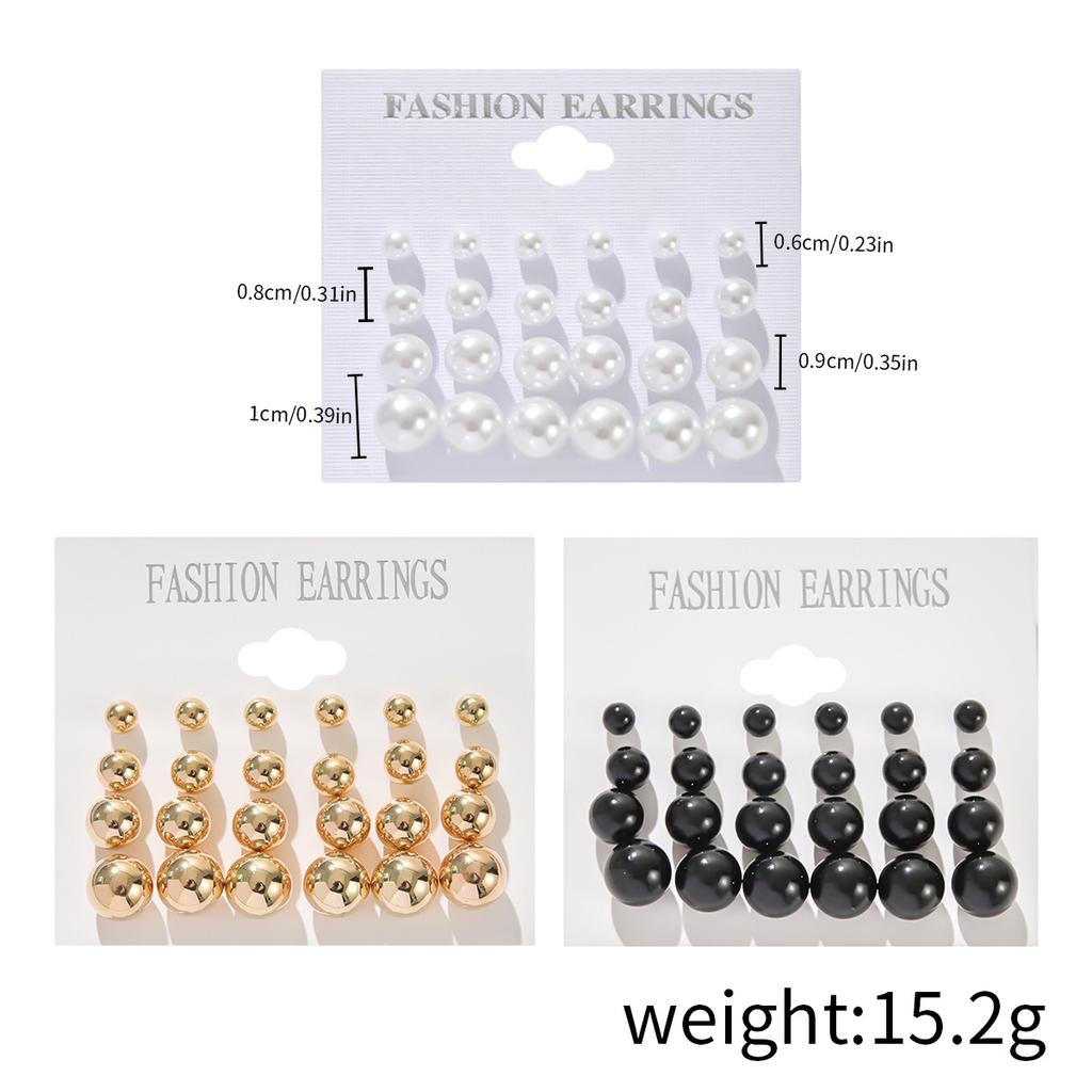New product, European and Korean earrings, spherical row seat earrings set, 11 pairs of boards, assembled jewelry set.