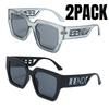 2PACK New Square Luxury Hollowed Oversized Punk Sunglasses Women Retro Square Sun Glasses Men Lady Outdoor Travel Glasses