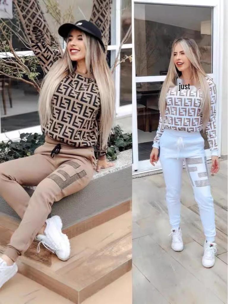 2024 Autumn Hot Style Women's Print Sweatshirt Two-Piece Set