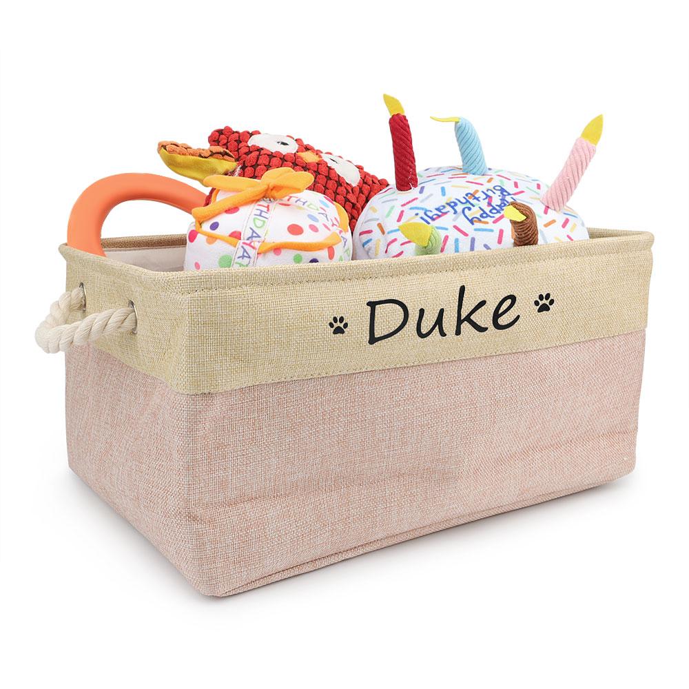 Free Custom Basket Cat Dog Toy Print Name Pet Storage Box DIY Toys Clothes Accessories Foldable Organize Customized