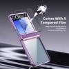Electroplated Transparent Phone Case for Samsung Galaxy Z Flip 7 Fe 6 5 4 with Hinge Protection and Tempered Film Cover