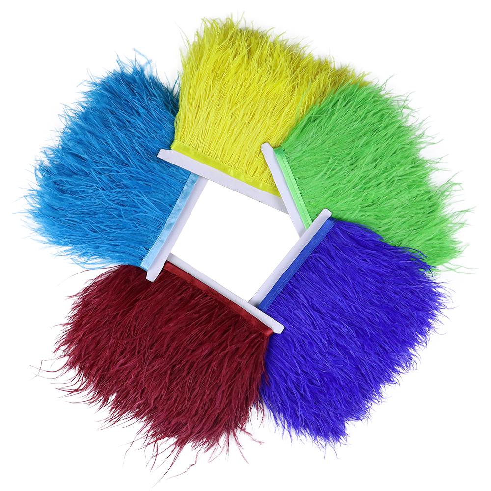 Feather1 Meter Multicolor Ostrich Feathers Trimming Ribbon 8-10cm Natural Feathers for Dress Clothing Dress Decoration Sewing Crafts