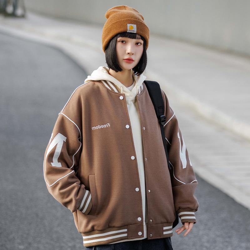 

Высококачественная мужская бейсбольная майка с вышитым алфавитом, модное свободное пальто на весну и осень 3XL кофейный