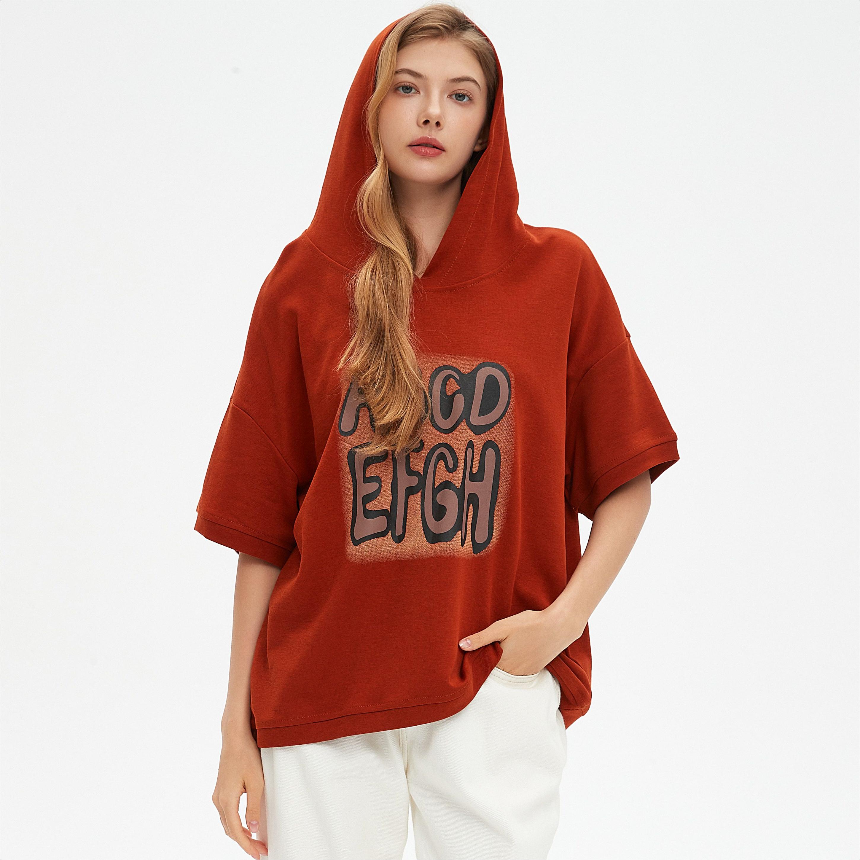 

DIMANAF 2025 Летние Толстовки Топы Хлопковая Футболка Женская Принт Буквами Короткий Рукав Свободная Оранжевая Футболка One Size оранжевый