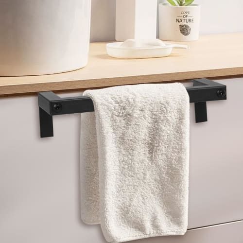 Mucmukn Towel Hanger, Kitchen, Approx. 7.7 Inches (19 Cm) Wide, Easy Installation for Kitchen, Bathroom, and Under-Sink Use (Black)