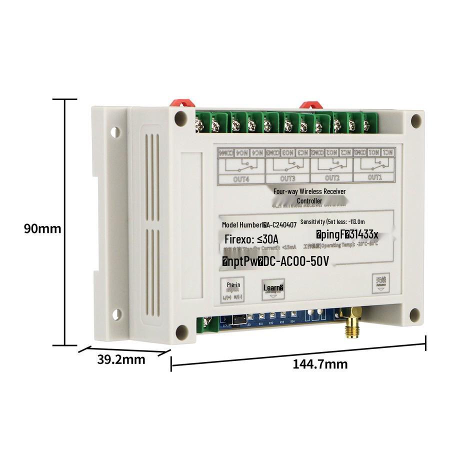 DC 12V-48V Industrial Four-Way Remote Control Switch with Jog, Self-Locking, and Interlocking Modes