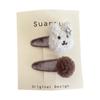 Korean Caramel Color Plush Rabbit Hair Tie & Flower Plaid Star Clip Set for Kids