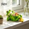 Small Succulents Pot Indoor Cute Lying Frog Planter, Decorative Resin Plant Pot, Funny Planting Containers for Plants Container Outdoor Weather