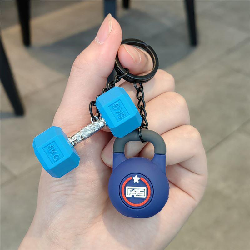 Creative Barbell Keychain Pendant - Sports Accessories & Water Bottle Charm Gift