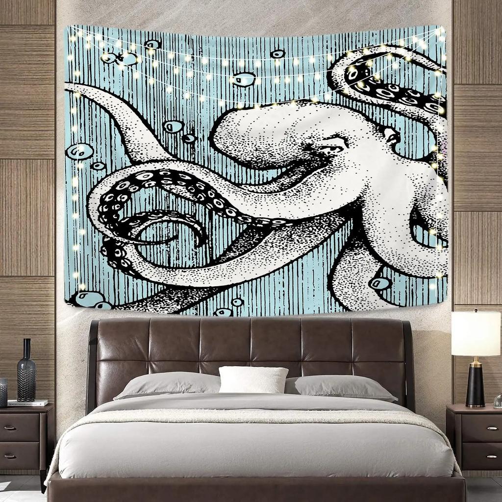 Psychedelic Ocean Octopus Decorative Tapestry Home Wall Decor Office Living Room Tapestry