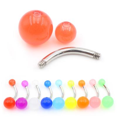 Alisouy 1PC 14G Sexy Color Caramelo Luminoso Acrílico Barra Anillos Piercing Ombligo Noche Chica Caliente Mujeres Joyería Corporal