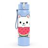 1PC White Cat Watermelon Cartoon 750ml Color Plastic Sports Water Bottle Leakproof Flip Straw Lid Suitable for Sports Office Home Use