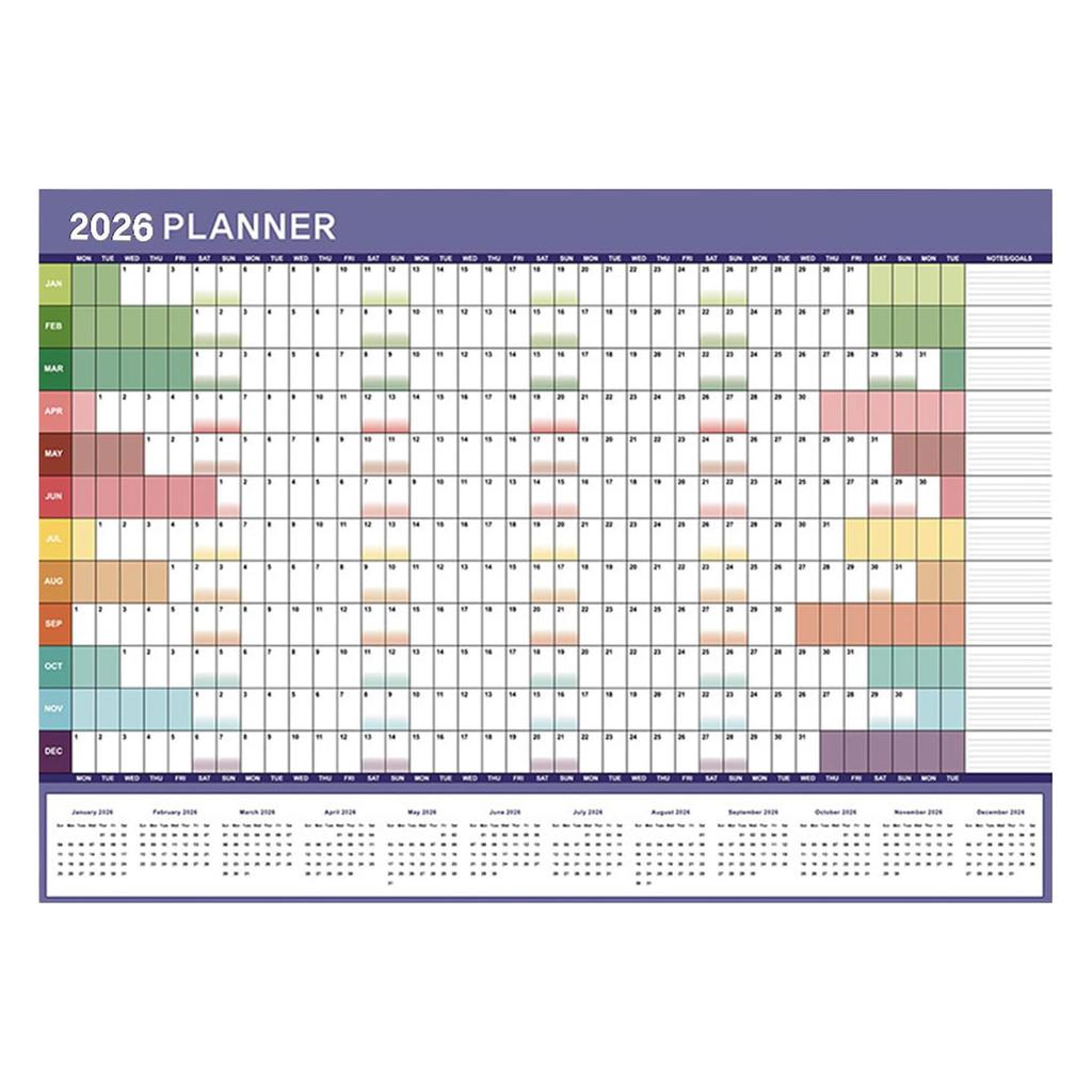 New Wall-mounted Planner, Year-round Calendar, January To December Year-round Planner, -colored Organization For Home, And School,74*52cm.
