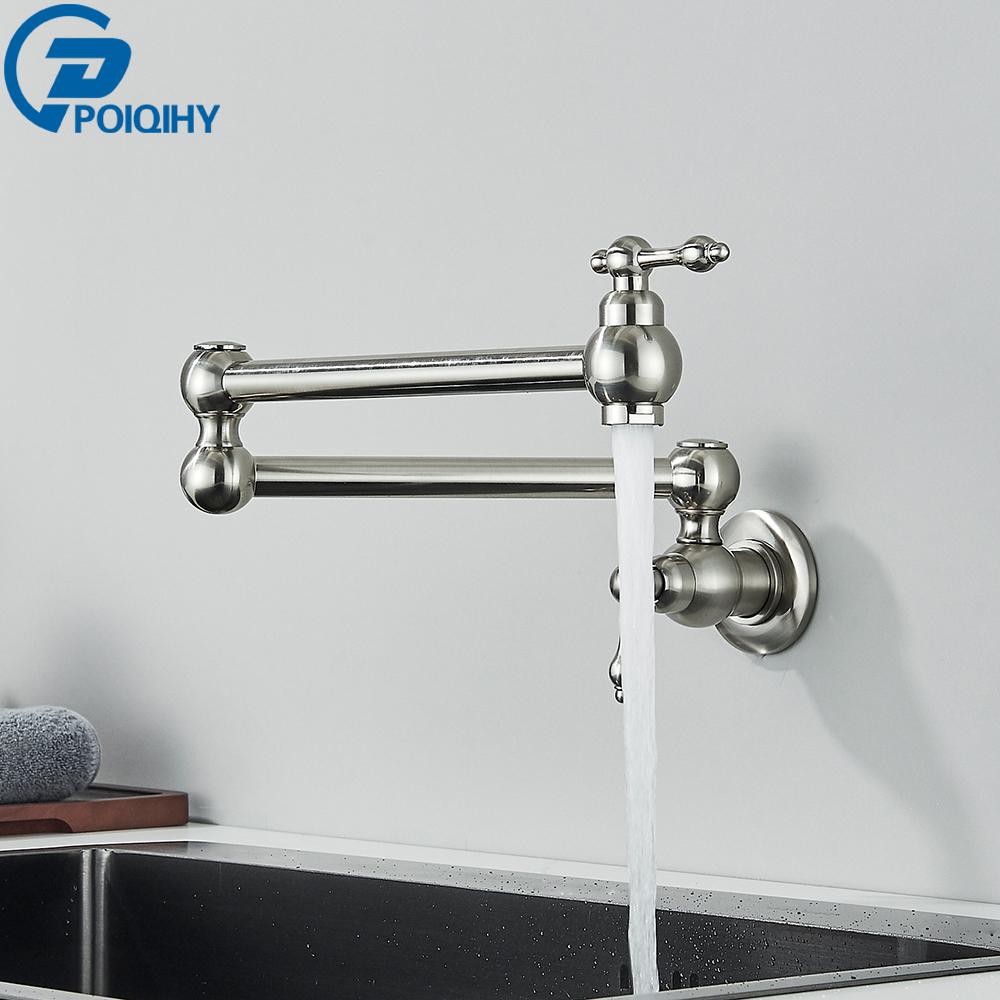 Chrom-schwarzer Wandhahn, einzelner Kaltwasserhahn, 360° drehbarer Auslauf, Waschhahn, klappbarer Hals, Badezimmer-Küchenhahn